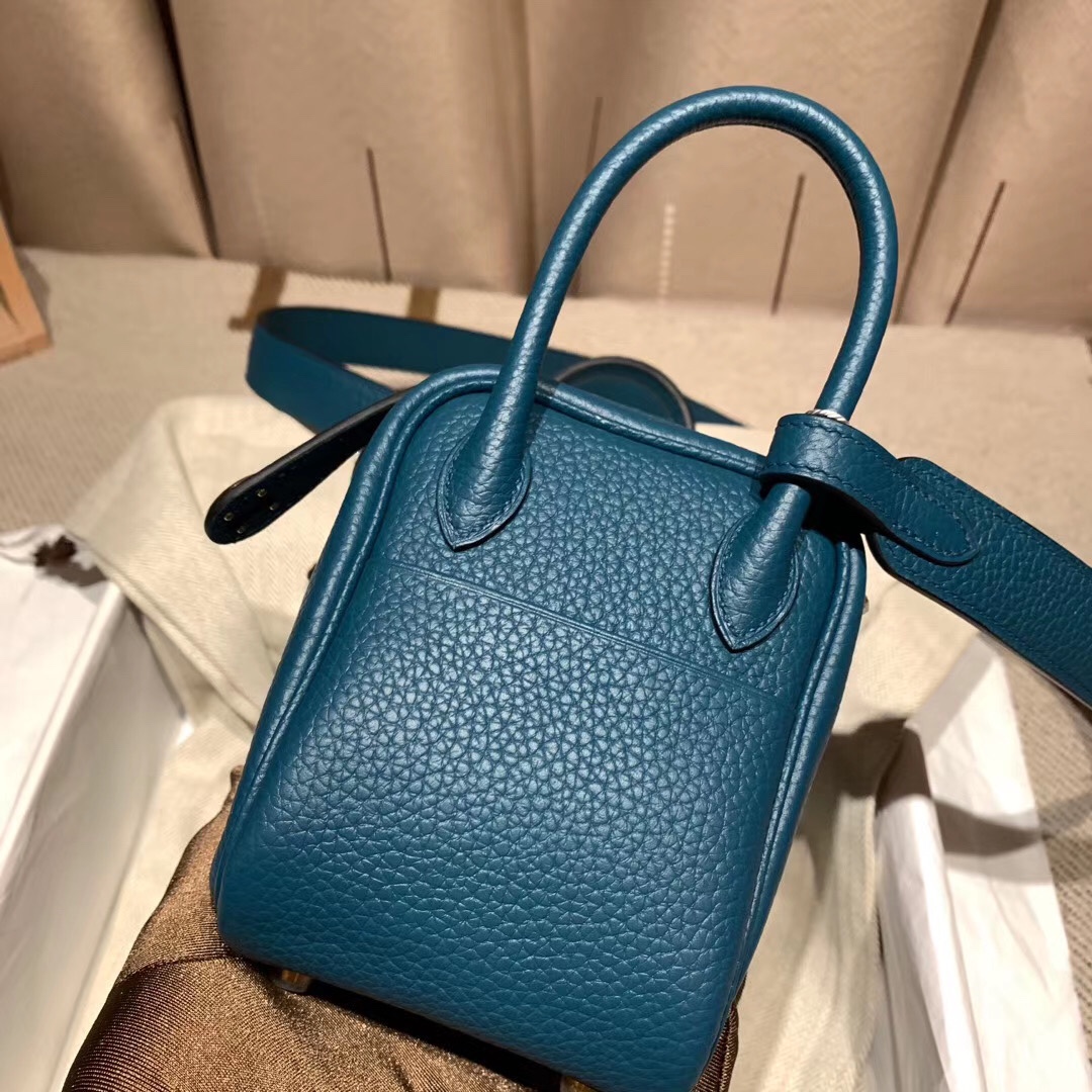 에르메스 미니 린디백19 블루드프루스 금장 끌레망스 가죽